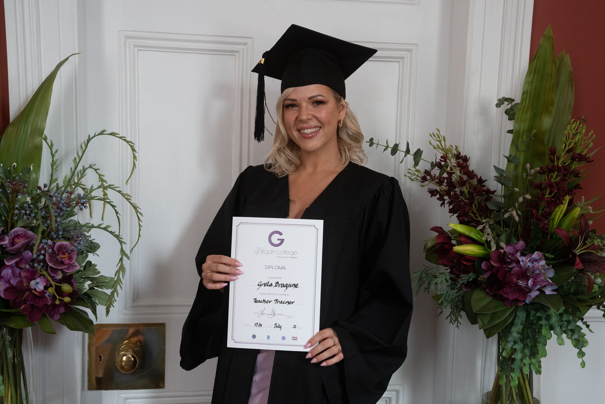 Image of Greta at the graduating. She completed the ITEC Level 4 Teacher Training course